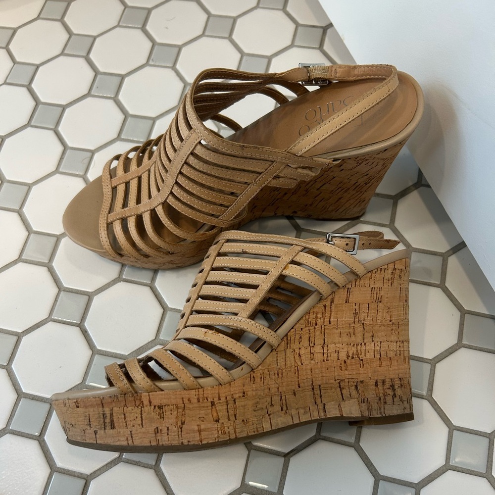 Franco Sarto Tan Wedge Sandals - Picture 2 of 8